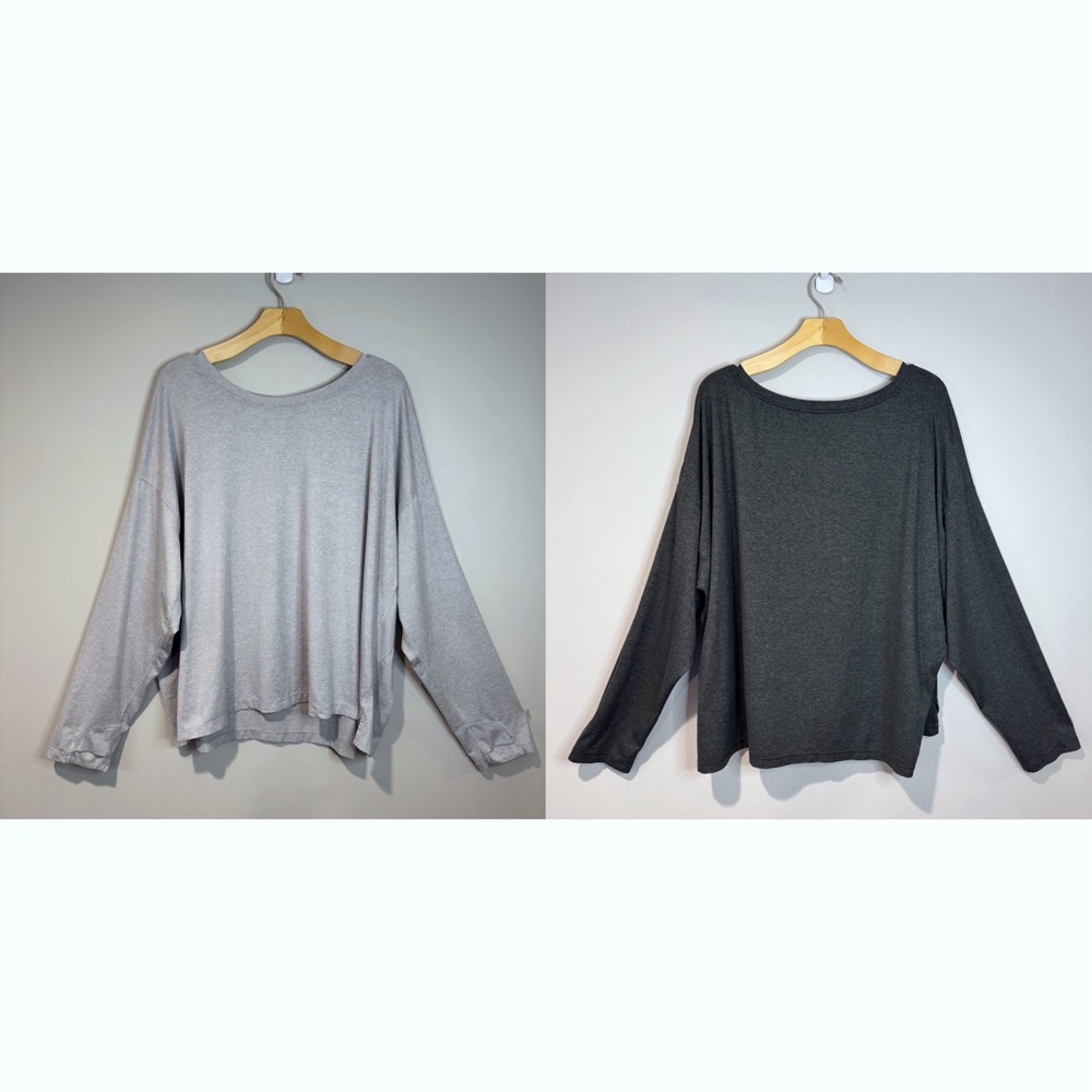 Athleta Set Of 2 Women's 3X Uptempo Tops Dark Grey/Light Grey Athleisure Stretch